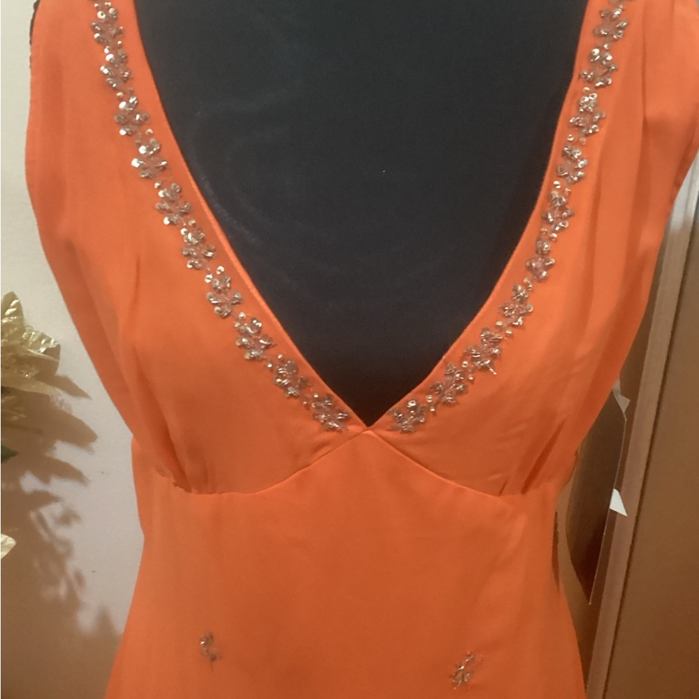 Rampage NWT Elegant Orange Sleeveless Dress with Rhinestones - Picture 4 of 7